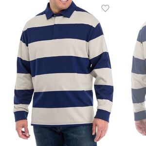 Southern Proper Rugby Shirt Mens XL Tall Navy Tan Long Sleeve Quiet Luxury